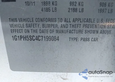 2012 Chevrolet Cruze Ltz z USA, uszkodzony, nr VIN 1G1PH5SC4C7199084